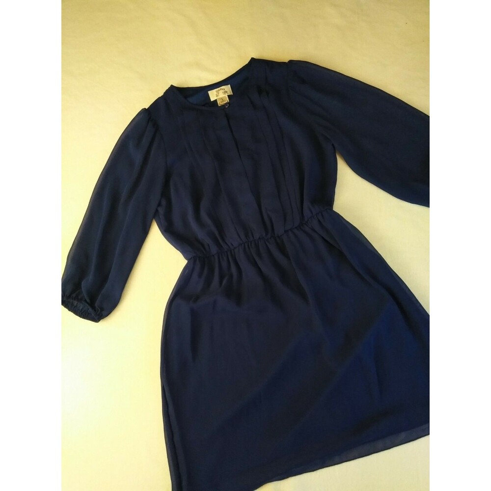 Sweet Storm Women Junior Dress Size Large Blue Mini Sheer Built in Undergarment